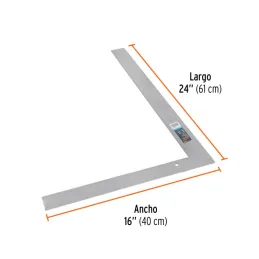  Escuadra para Albañil 16" x 24", 40.6 x 61cm Graduacion Estampada en Acero, Cantos rectificados, E-16X24 14384 Truper 22.881356