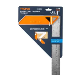  Escuadras Carpintero 10", Graduacion grabada en Laser, Acero Inoxidable, Mango de Aluminio, EC-10 14374 Truper 15.847458 Escuad
