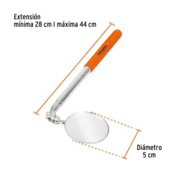  Espejo Telescopico, Extension Min. 28cm Max 44cm, Cabeza Articulada, para areas de dificil acceso, ESP-TEL 14544 Truper 10.2542