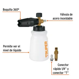  Espumadoras Dispensador Jabon con cañon lanza espuma para hidrolavadora Truper 102403 83.898305 Espumadoras Dispensador Jabon c