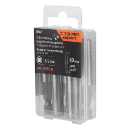  Extension magnetica 1/4" x60mm, estuche con 5 piezas, Truper 11867 10.508475 Extension magnetica 1/4" x60mm, estuche con 5 piez