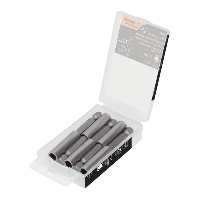  Extension magnetica 1/4" x70mm, estuche con 5 piezas, Truper 11869 11.186441 Extension magnetica 1/4" x70mm, estuche con 5 piez