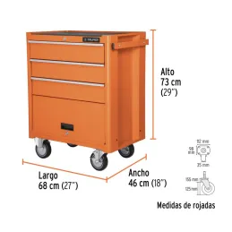  Gabinete Metalico 3 Cajones 1 compartimiento, Lamina de Acero con Cerradura, GAMO-4090 12066 Truper 1031.355932 Gabinete Metali