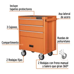  Gabinete Metalico 3 Cajones 1 compartimiento, Lamina de Acero con Cerradura, GAMO-4090 12066 Truper 1031.355932 Gabinete Metali