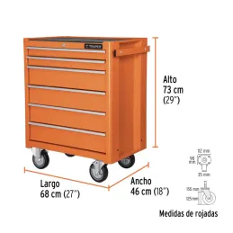  Gabinete Metalico Movil, 6 Cajones, en Lamina de Acero con Cerradura y Freno Manual, GAMO-6130 12067 Truper 1261.016949 Gabinet