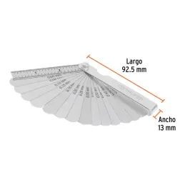  Galgas de Bujia, 15 Hojas, Graduacion 0.05 - 0.63mm Inc. Regla Graduada, en acero al manganeso, CAL-15 14395 Truper 6.610169 Ga