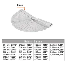  Galgas de Bujia, 26 Hojas, Graduacion 0.04 - 0.63mm Inc. Regla Graduada, en acero al manganeso, CAL-26 14396 Truper 9.322034 Ga