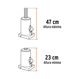  Gata de Botella 8 Toneladas, Con Tornillo de Extension, Altura Max 470 mm, GAT-8 14816 Truper 108.474576 Gata de Botella 8 Tone