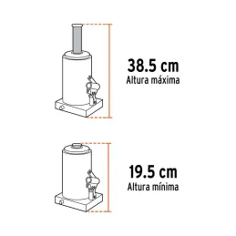  Gata de Botella 4 Toneladas, Con Tornillo de Extension, Altura Max 385 mm, GAT-4 14812 Truper 72.881356 Gata de Botella 4 Tonel