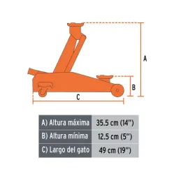  Gata Tipo Lagarto 2 T, Altura M 35.5cm M 12.5cm Peso 10kg Reforzadas MP, GAPA-2M 14826 Truper 170.338983 Gata Tipo Lagarto 2 T,