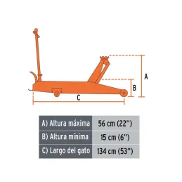  Gata Tipo Lagarto 5 T, Altura M 56cm M 15cm 87kg, Profesional con Pedal de Levante Rapido, GAPRO-5, 14957 Truper 2155.932203 Ga