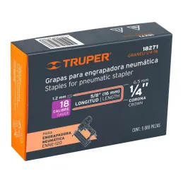  Grapas Corona 1/4" Calibre 18 L16mm Engrapadora Neumatica C5000u Truper 18271 22.881356 Grapas Corona 1/4" Calibre 18 L16mm Eng