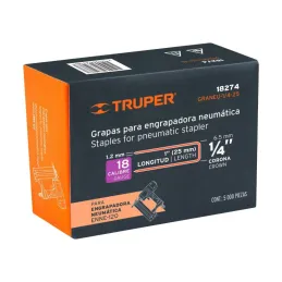  Grapas Corona 1/4" Calibre 18 L25mm Engrapadora Neumatica C5000u Truper 18274 32.20339 Grapas Corona 1/4" Calibre 18 L25mm Engr