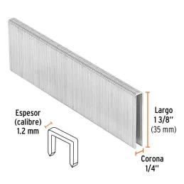  Grapas Corona 1/4" Calibre 18 L35mm Engrapadora Neumatica C5000u Truper 18277 44.067797 Grapas Corona 1/4" Calibre 18 L35mm Eng
