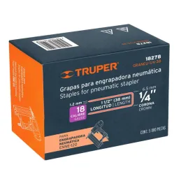  Grapas Corona 1/4" Calibre 18 L38mm Engrapadora Neumatica C5000u Truper 18278 45.762712 Grapas Corona 1/4" Calibre 18 L38mm Eng