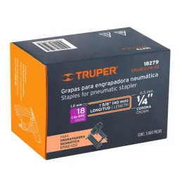  Grapas Corona 1/4" Calibre 18 L40mm Engrapadora Neumatica C5000u Truper 18279 51.694915 Grapas Corona 1/4" Calibre 18 L40mm Eng