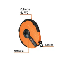  Wincha Fibra de Vidrio Carcasa Plastica 50 Metros, Carcasa ABS Cubierta con TPR, TP50ME 12640 Truper 49.152542 Wincha Fibra de 