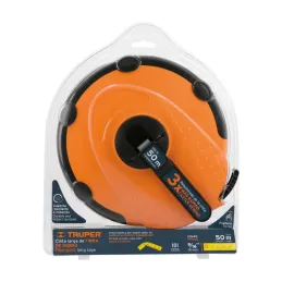  Wincha Fibra de Vidrio Carcasa Plastica 50 Metros, Carcasa ABS Cubierta con TPR, TP50ME 12640 Truper 49.152542 Wincha Fibra de 