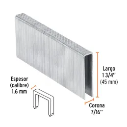 Grapas Corona 7/16" Calibre 16 L45mm Engrapadora Neumatica C1000u Truper 13348 19.491525 Grapas Corona 7/16" Calibre 16 L45mm E