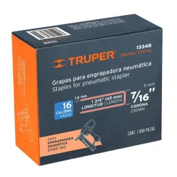  Grapas Corona 7/16" Calibre 16 L45mm Engrapadora Neumatica C1000u Truper 13348 19.491525 Grapas Corona 7/16" Calibre 16 L45mm E