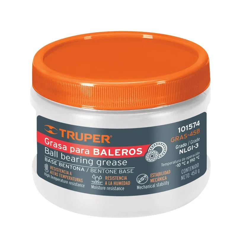  Grasa Automotriz de Betona 450g  Baleros Rodamientos Altas Temperaturas y Velocidades, Truper GRAS-45B 101574 12.118644 Grasa A
