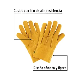  Guantes de Carnaza Unitalla con puño corto de seguridad, para soldadura y Mantenimiento, GU-CAC-P 23262 Truper 7.288136 Guantes