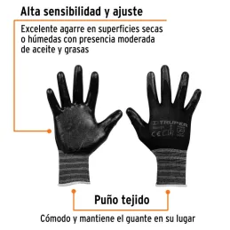  Guantes de Nylon Talla CH recubierto de Nitrilo puño tejido, uso metalmecanica, GUX-NIT-C 13293 Truper 6.271186 Guantes de Nylo