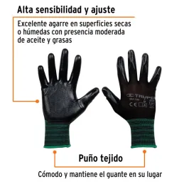  Guantes de Nylon Talla M recubierto de Nitrilo puño tejido, uso metalmecanica, GUX-NIT-M 13294 Truper 6.271186 Guantes de Nylon