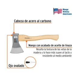  Hacha europeo 600g MangoHickory 14" Truper 14954 25.423729 Hacha europeo 600g MangoHickory 14" Truper 14954

Cabeza en acero al