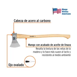  Hacha europeo 800g MangoHickory 28" Truper 101768 33.898305 Hacha europeo 800g MangoHickory 28" Truper 101768

Cabeza en acero 
