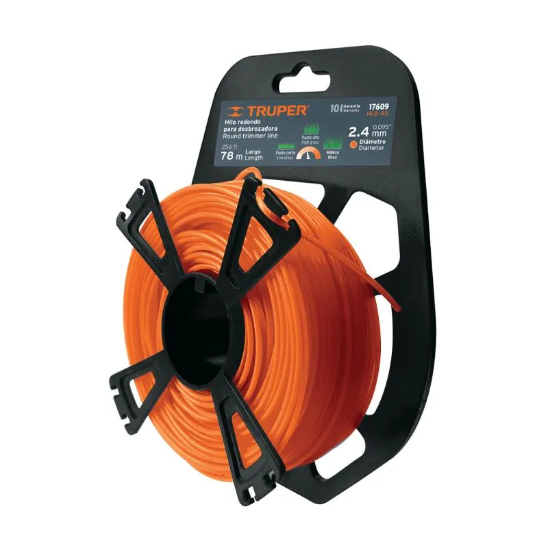  Hilo Redondo para desbrozadora 2.4mm x78M Blister, HLB-95 17609 Truper 16.949153 Hilo Redondo para desbrozadora 2.4mm x78M Blis
