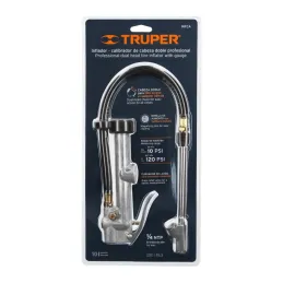  Inflador Calibrador de Cabeza Doble Profesional, Cuerpo Metalico, Max Presion 120 PSI, INFCA 19028 Truper 61.016949 Inflador Ca