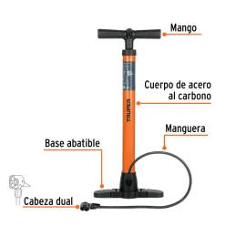  Inflador Manual 23", Cuerpo Metalico, Presion Maxima 100 PSI, BOM-TR 14863 Truper 20.338983 Inflador Manual 23", Cuerpo Metalic