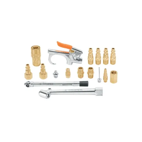 Juego de 17 accesorios neumaticos, para Limpiar, Inflar y Calibrar, 1/4 NPT, Conexion Rapida, JAN-17 19022 Truper - Truper 1