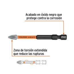 Juego de 5 puntas de impacto Phillips N 2 x3 PH2, Truper 100821 - Truper 2