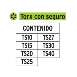 Juego de 7 puntas Torx con seguro, Largo2", P7-20TS 17813 Truper - Truper 3
