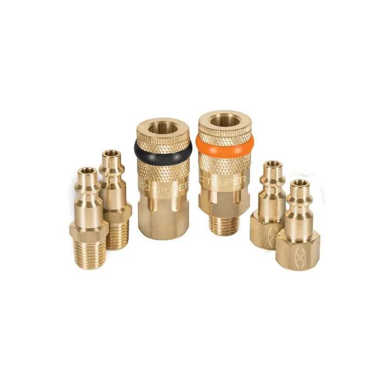 Juego de Acoples y Conectores de Laton 6 Piezas, Conexion Rapida, 1/4 NPT, CORAL-6 18075 Truper 29.661017 Juego de Acoples y Co