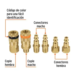  Juego de Acoples y Conectores de Laton 6 Piezas, Conexion Rapida, 1/4 NPT, CORAL-6 18075 Truper 29.661017 Juego de Acoples y Co