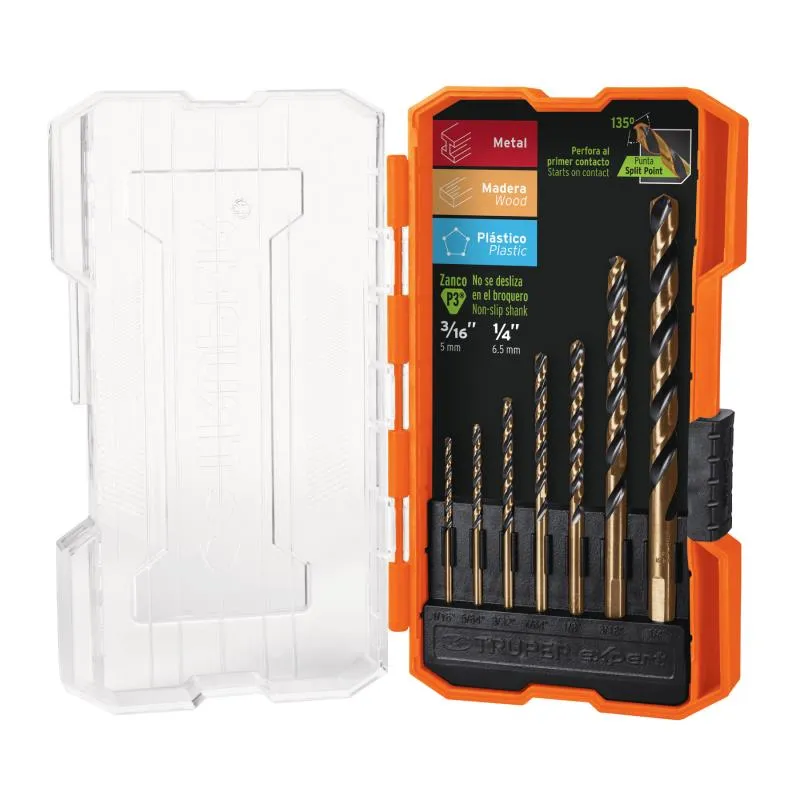  Juego de Brocas para metal 7 Piezas de Alta Velocidad Turbo Steel, JBAV-10 11396 Truper 21.186441 Juego de Brocas para metal 7 