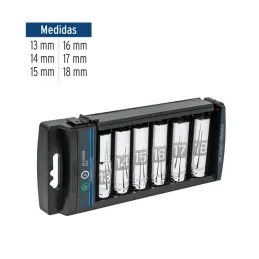  Juego de dados 6 Piezas tubulares Milimetrico, Encastre 1/2", acero al cromo vanadio, JD-1/2X6LM 14175 Truper 49.152542 Juego d