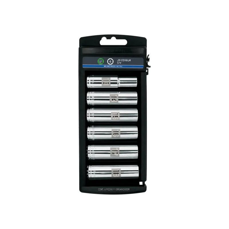  Juego de dados 6 Piezas tubulares Milimetrico, Encastre 1/2", acero al cromo vanadio, JD-1/2X6LM 14175 Truper 49.152542 Juego d