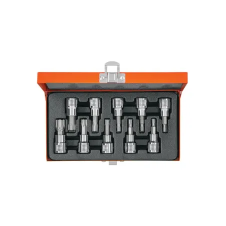 Juego de dados Punta Torx 10 Piezas, encastre 3/8", en acero al cromo vanadio con estuche metalico, JPT-3/8X10 13976 Truper - 1