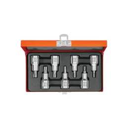 Juego de dados Punta Torx 7 Piezas, encastre 1/2", acero al cromo vanadio, JPT-1/2X7 13928 Truper - Truper 1