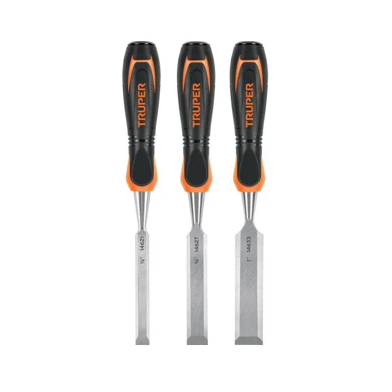  Juego de Formones 3 Piezas x100mm ComfortGrip, Truper 17759 30.508475 Juego de Formones 3 Piezas x100mm ComfortGrip, Truper 177