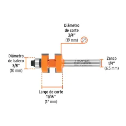  Juego de Fresas Machimbrador 3/4" x17mm cRodaje Truper 10671 38.983051 Juego de Fresas Machimbrador 3/4" x17mm cRodaje Truper 1