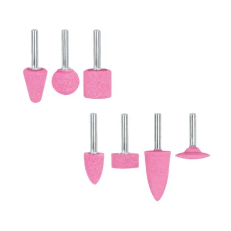  Juego de Piedras 7 Puntas montadas Uso General, Zanco 1/4" Grano 60, Oxido de Aluminio, JPM-7 12446 Truper 13.050847 Juego de P