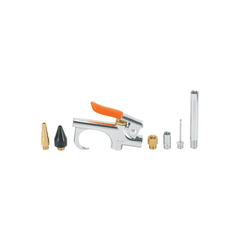  Juego de pistola Sopleteadora con 2 Boquillas y 4 Accesorios, Diseño Compacto, 1/4 NPT, JAN-7 19078 Truper 14.915254 Juego de p
