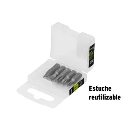 Juego de Puntas 5Piezas Phillips PH0 PH1 PH2 Plano 3/16 1/4" Largo1", para Desarmador Electrico o Manual, P5-15 17780 Truper - 2