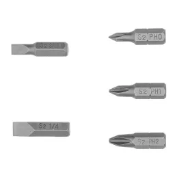 Juego de Puntas 5Piezas Phillips PH0 PH1 PH2 Plano 3/16 1/4" Largo1", para Desarmador Electrico o Manual, P5-15 17780 Truper - 3