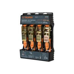 Juego de sujetadores c/matraca 675kg 4Piezas GanchoS, Truper 101742 - Truper 1